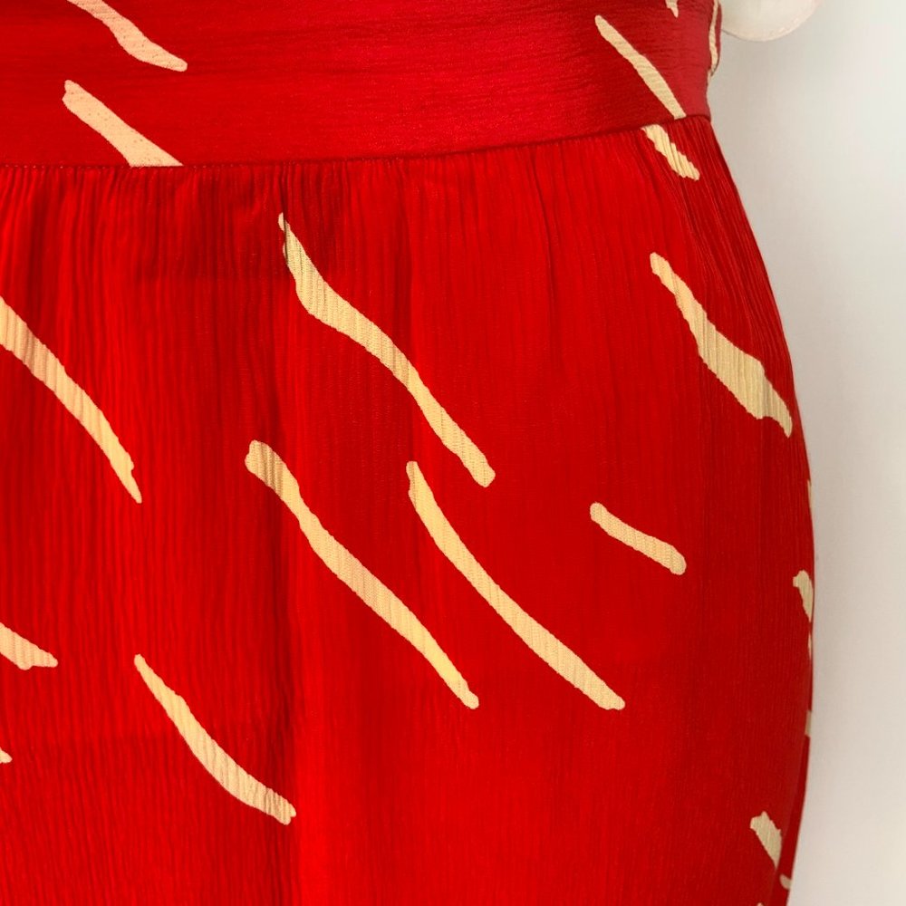 Vintage Christian Dior Red Silk Wrap Front Midi Skirt Luxury Size 10 - Picture 8 of 16